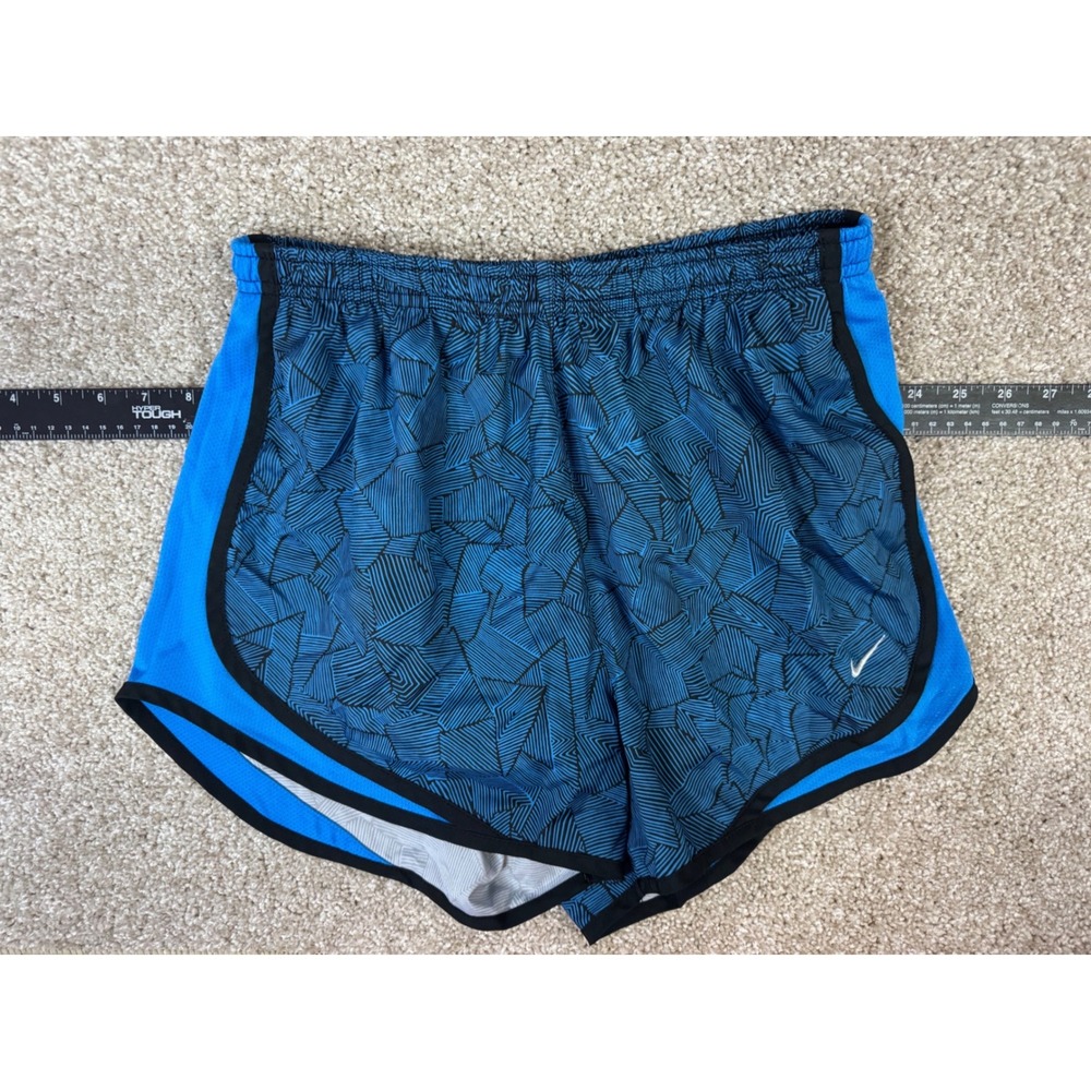Nike Dri-FIT Womens Blue Black Geometric Prism Running Shorts Medium